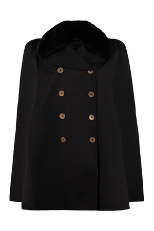 Fur collar wool cape coat-0